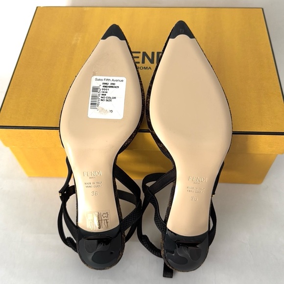 Fendi Colbi 55MM FF Logo Slingback Kitten Heel  Pumps NIB $995 EU36 - Picture 14 of 16